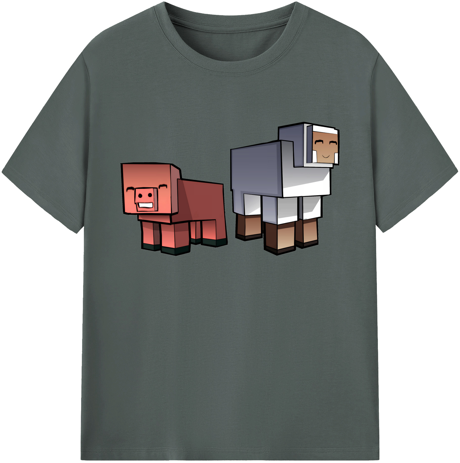 （画像用） マインクラフト ブロックの世界 Minecraft MC Block world 綿100％ メンズ半袖Tシャツ｜肌触りやわらか＆通気性